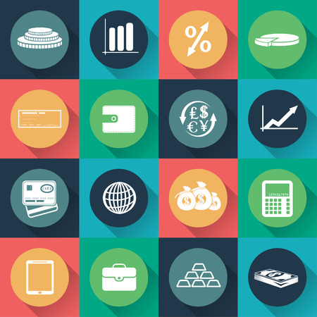 Set of business and finance icons in flat design. Vectorのイラスト素材