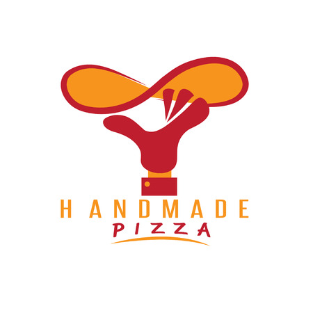 handmade pizza with hand of chef vector illustrationのイラスト素材