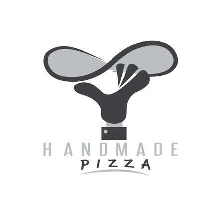 handmade pizza with hand of chef vector illustrationのイラスト素材