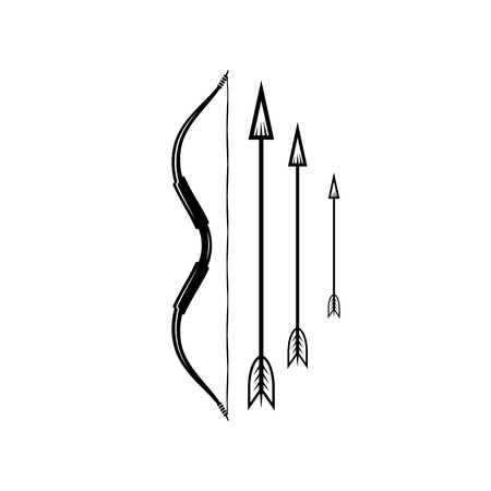 vector illustration of bow weapon with arrowのイラスト素材