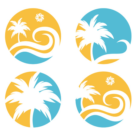 tropical travel vector design template with palm treeのイラスト素材