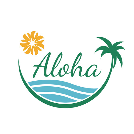 tropical travel vector design template with palm treeのイラスト素材