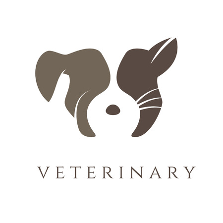 Logo template for veterinary clinic with cat and dog.Vectorのイラスト素材