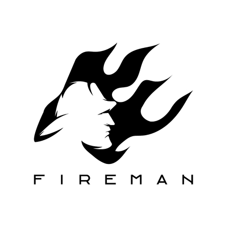 fireman in flame abstract design templateのイラスト素材