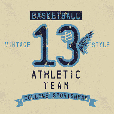 old college vintage style print design with basketball themeのイラスト素材