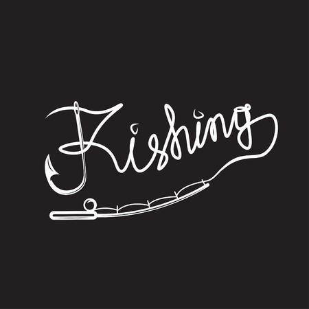 fishing handwritten message with hook and spinningのイラスト素材