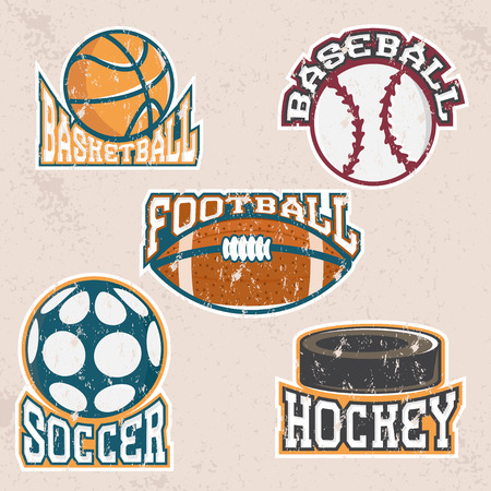 set of grunge vintage vector sport labels and elementsのイラスト素材