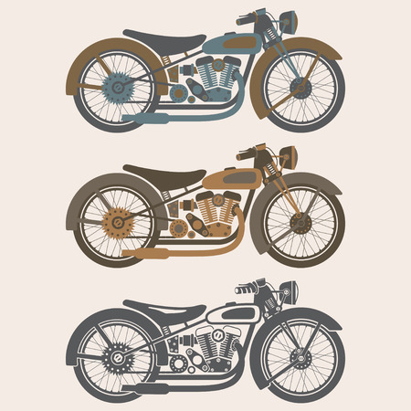 vintage motorcycle set graphic vector design templateのイラスト素材