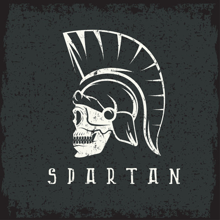 Old Vintage Antiques Skull Spartan warrior grunge design templateのイラスト素材
