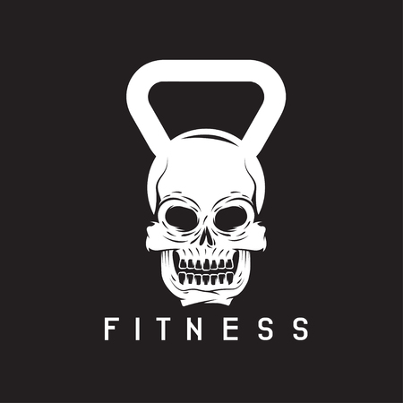 skull in the form of kettlebell fitness conceptのイラスト素材