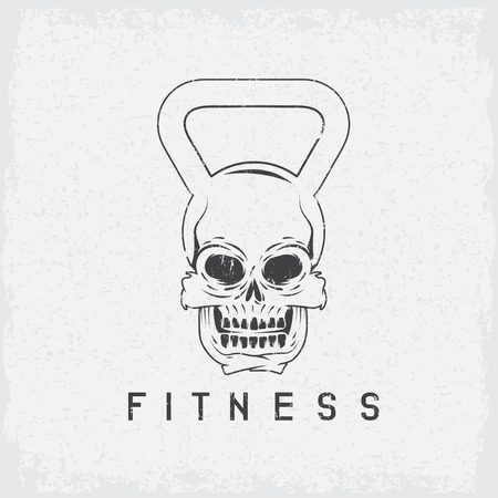 grunge skull in the form of kettlebell fitness conceptのイラスト素材