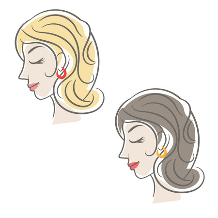 Silhouette beauty woman with hair. Vector illustrationのイラスト素材