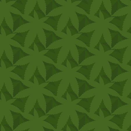 Seamless pattern of abstract leaves of marijuana. Vector illustration backgroundのイラスト素材