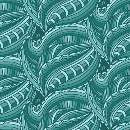 Seamless pattern with hand drawn waves and lines .Vector illustrationのイラスト素材