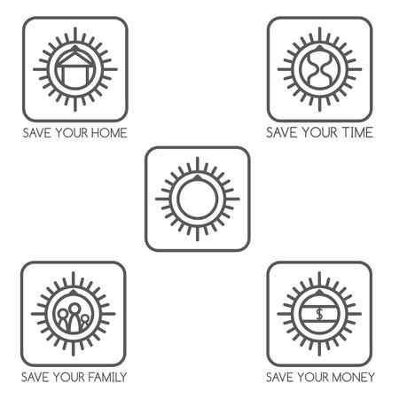 set of simple vector icons on the theme of finance and insuranceのイラスト素材