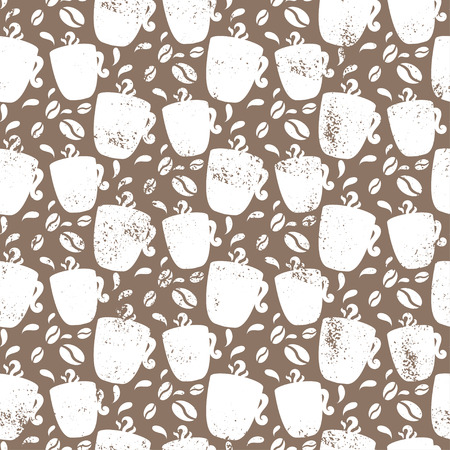 Seamless pattern for coffee themed. Coffee cup and beans. Vector illustration.のイラスト素材