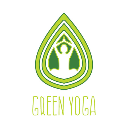 Concept for theme woman in pose lotus in leaf. Vector illustrationのイラスト素材