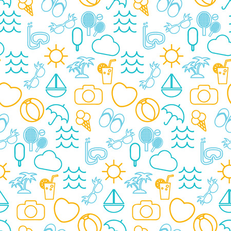 Seamless pattern  in stylish colors of traveling, tourism and vacation theme. Vector illustrationのイラスト素材