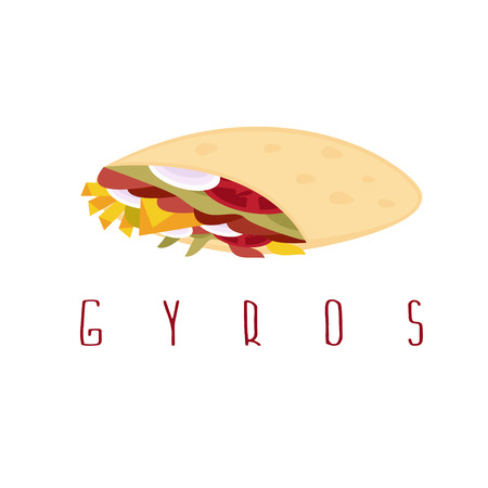 gyros shawarma doner kabob isolated vector design templateのイラスト素材