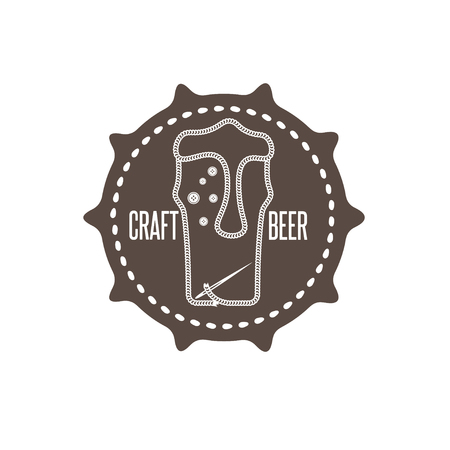craft beer concept label with needle and threadのイラスト素材