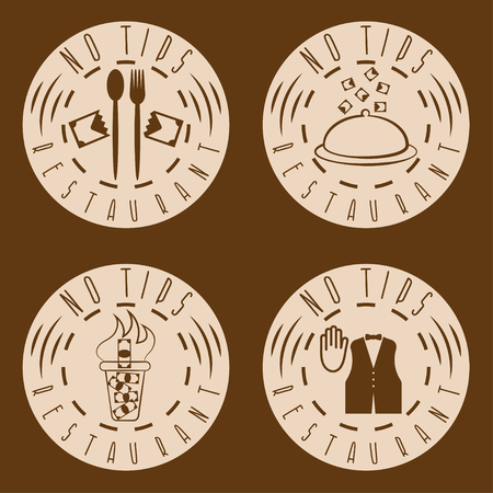 no tips restaurant vintage vector labels setのイラスト素材