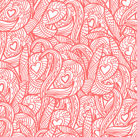 Seamless pattern with hand drawn quote love. Sketch with curves,waves. Bright and color. Vector illustrationのイラスト素材