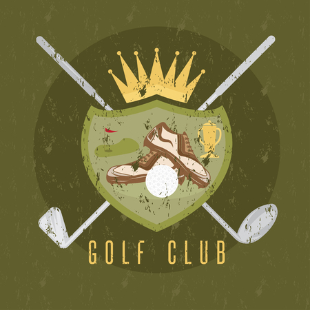 royal golf club grunge coat of arms vector design templateのイラスト素材
