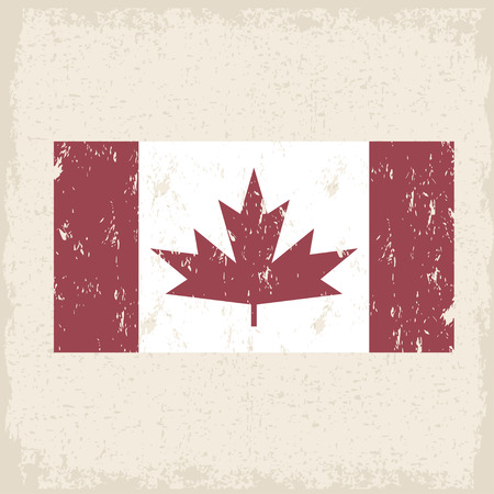 flag of canada red maple leaf  grunge vector design templateのイラスト素材