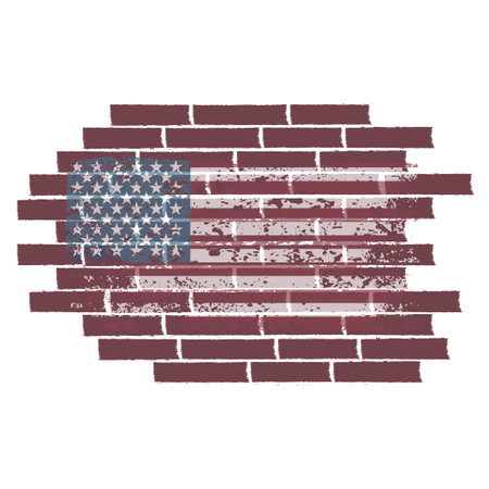 concept vector illustration with USA flag on the brick wallのイラスト素材