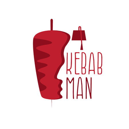 gyros doner kabob with face of chef in it isolated vector design templateのイラスト素材