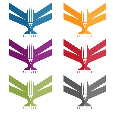 negative space concept of art eagle with wings and pencilのイラスト素材