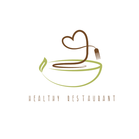 healthy restaurant concept with heart and plateのイラスト素材