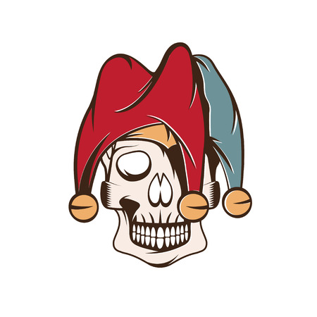 skull in jester cap vector design templateのイラスト素材