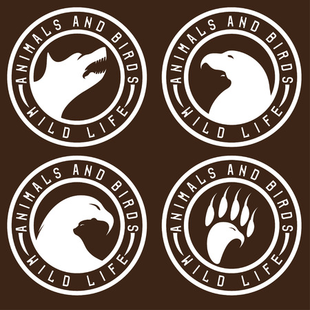 vintage labels with animals and birds negative space conceptのイラスト素材
