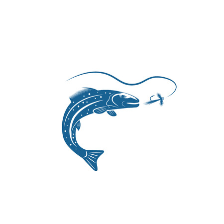 trout fish and lure vector design templateのイラスト素材