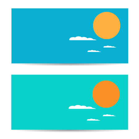 Set of banners with sun and clouds. Vector illustrationのイラスト素材