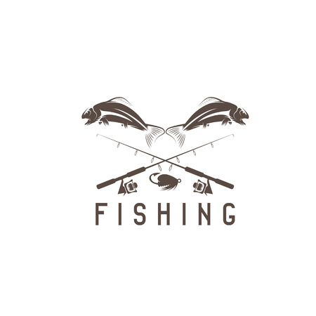 vintage fishing vector design template with salmonのイラスト素材