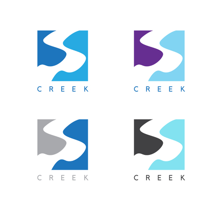 abstract creek or path labels set vector illustrationのイラスト素材