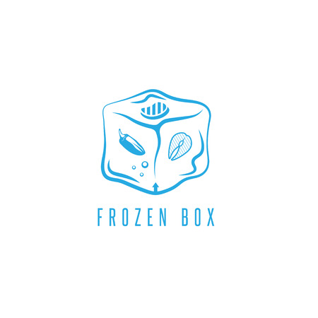 food box concept with frozen products for bbq vector iconのイラスト素材