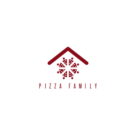 pizza family vector concept with abstract people and roofのイラスト素材