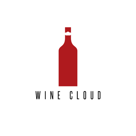 wine bottle with cloud vector design templateのイラスト素材
