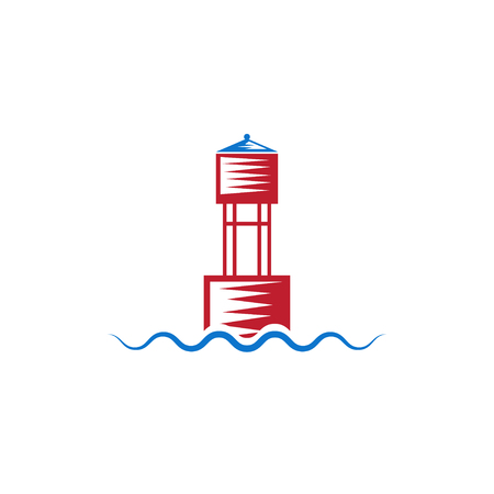 buoy on wave simple vector design templateのイラスト素材