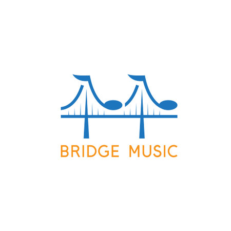 bridge with music notes vector design template