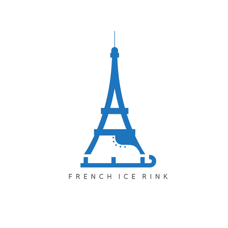 Eiffel tower with skates vector design templateのイラスト素材