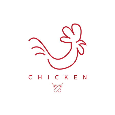 line art chicken and sauce bottles vector design templateのイラスト素材