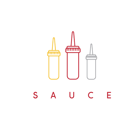 Three simple sauce bottles vector design templateのイラスト素材