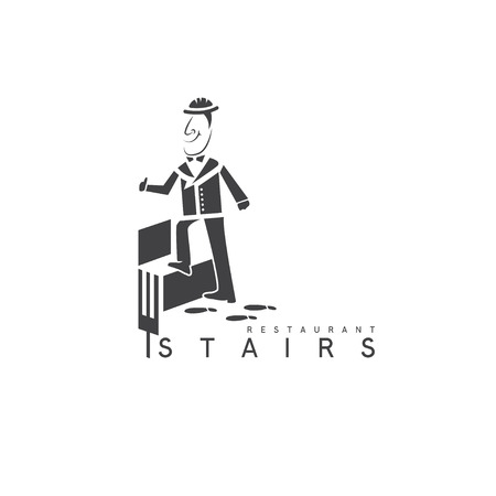 Gentleman on the stairs vector design templateのイラスト素材