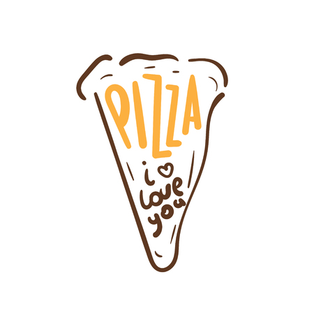 Abstract pizza slice with text. vector illustrationのイラスト素材