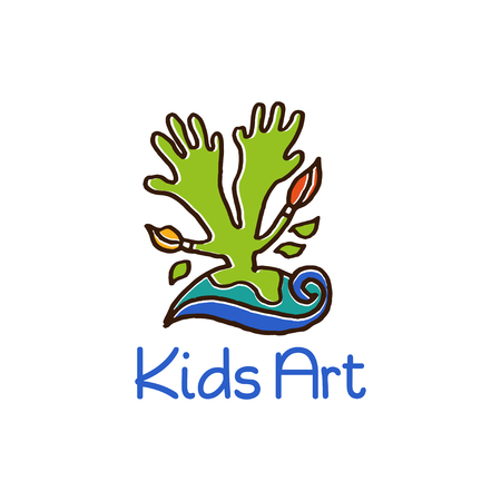Concept logo template design of kids art. Vector illustrationのイラスト素材
