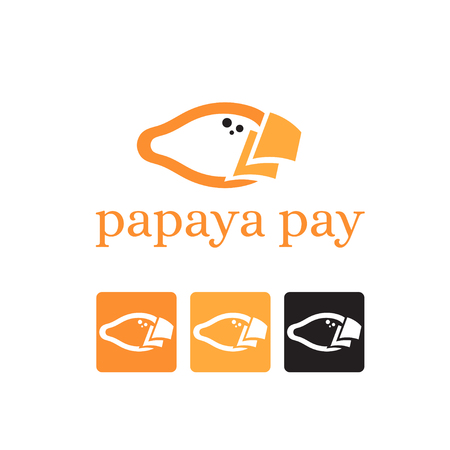 Concept logo template with papaya and money. Vector illustrationのイラスト素材